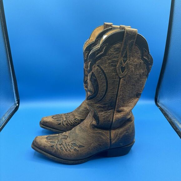 JB Dillon Buttercup Reserve Leather Embossed Cross Boots Western Size 7.5 B - Picture 3 of 8
